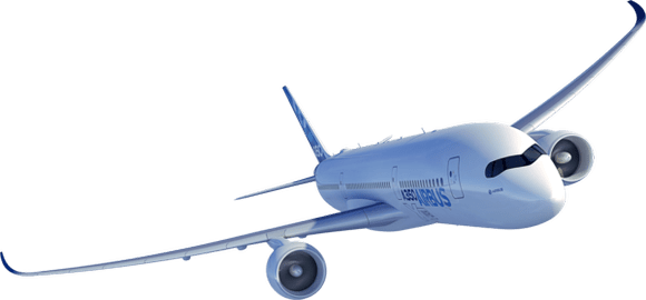 Airbus A350 Flying Png - Airbus A350 Png (580x270), Png Download