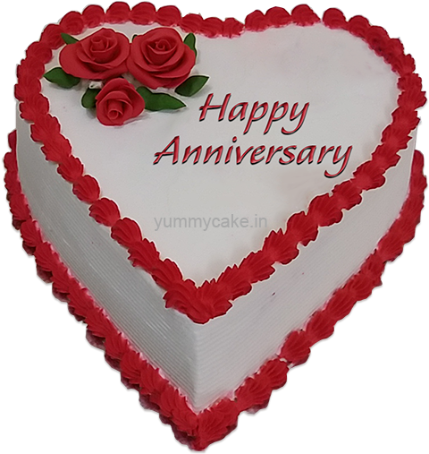 Anniversary Cake Heart Shape (500x527), Png Download