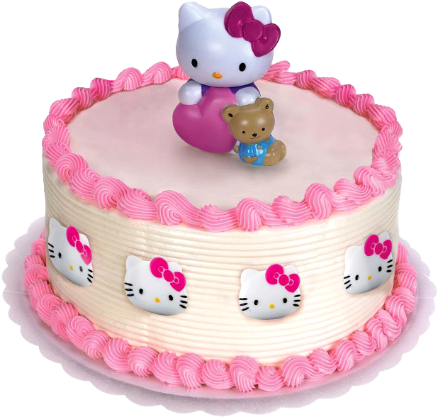 Birthday Cake For Girls - Hello Kitty Balloon And Cake (720x720), Png Download