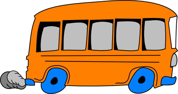Orange School Bus Clip Art - Orange And Blue Bus (600x319), Png Download