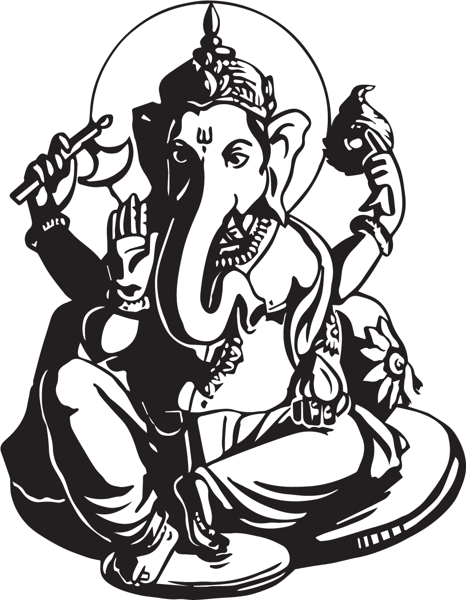 Ganesha Wall Decal Canvas Drawing - Best Ganesha Black And White (1200x1200), Png Download