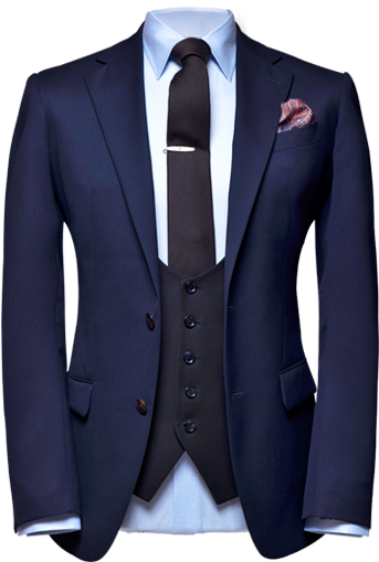 Suits - Blue Tuxedo Suit Black Waistcoat (590x650), Png Download