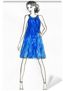 Woman In Dress - Sketch (400x400), Png Download