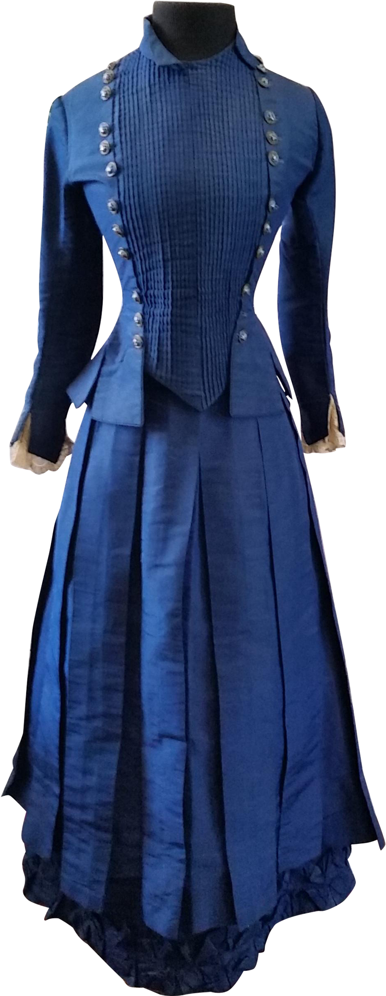 Stunning Lady's Indigo Blue Silk Faille Victorian Walking - Gown (2048x2048), Png Download
