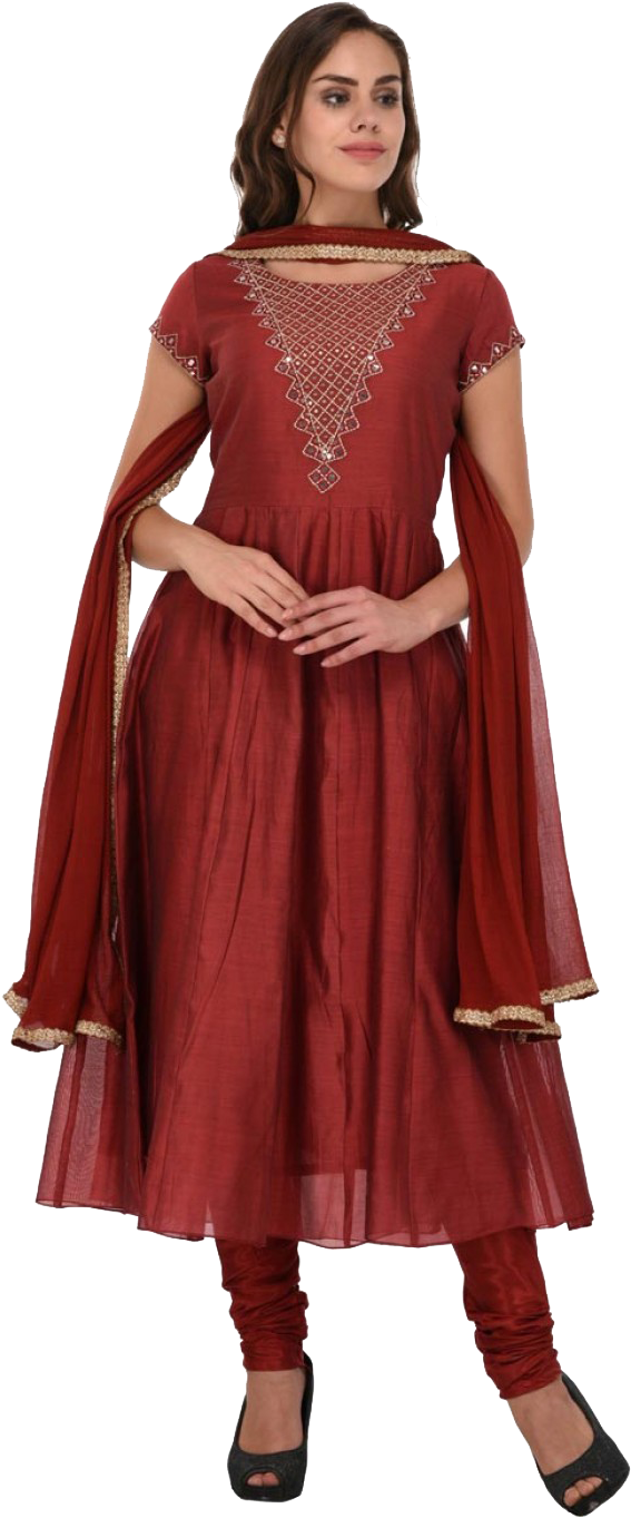 Chanderi Anarkali Suit Png Images Download - Maroon Anarkali Dress (933x1400), Png Download