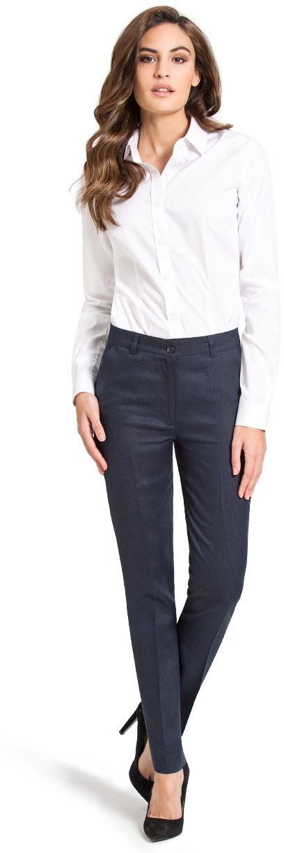 White Business Shirt - Formal Shirt And Trouser For Ladies (483x1233), Png Download