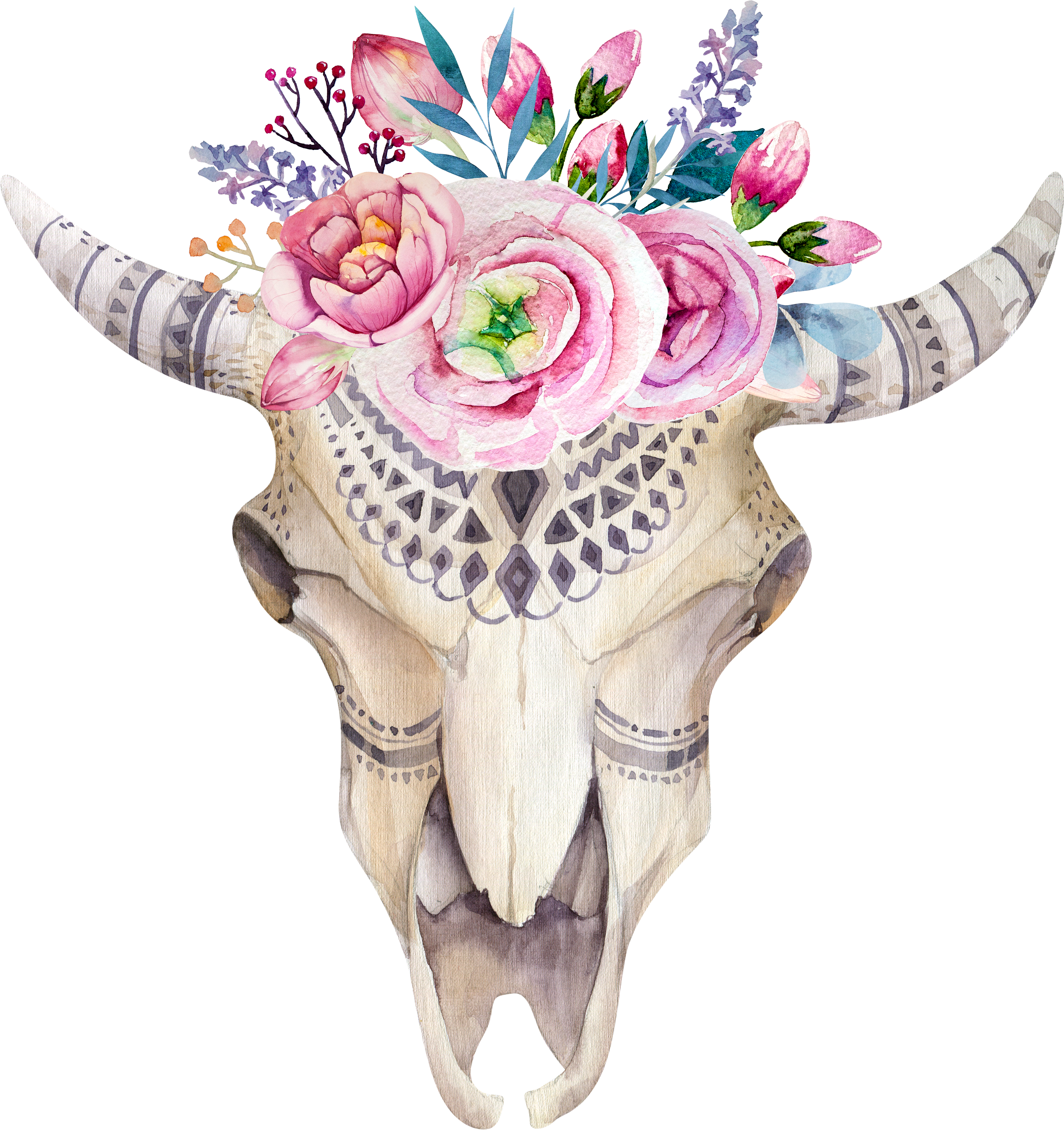 Banner Transparent Stock T Shirt Flower Chic Illustration - Cow And Flowers (3647x3873), Png Download