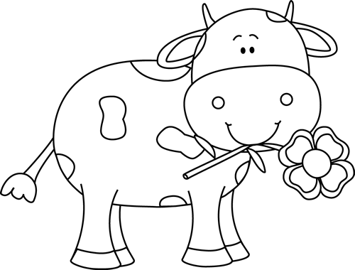 Cattle, Sheep, Goats And Buffalo - Cartoon Clipart Black And White (500x380), Png Download