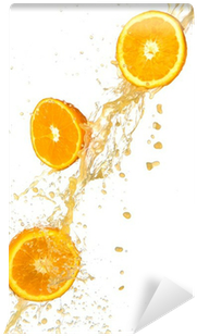 Fresh Oranges With Juice Splash, Isolated On White - Dekor Metro Pomarańcza 10 X 20 Cm Creative Ceramika (400x400), Png Download