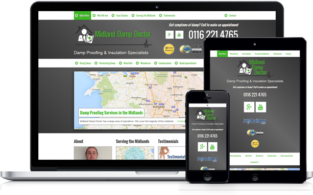 Midland Damp Doctor Mobile Website - Web Design (730x400), Png Download