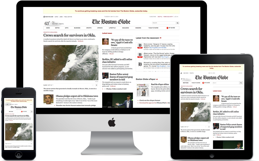 Boston - Globe - Responsive - Responsive Web Design (972x621), Png Download