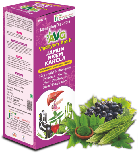 Juice For Those Who Care For Health - Jamun Neem Karela Juice (500x569), Png Download