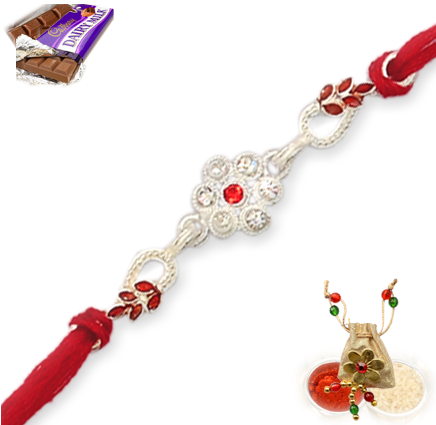 Beautiful Silver Plated Designer Rakhi - Designs Of Handmade Rakhi (435x435), Png Download