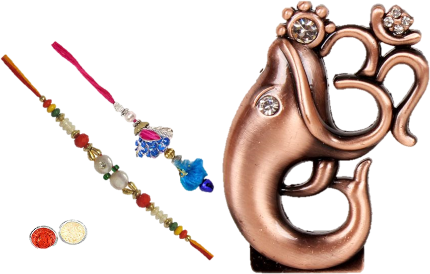 Traditional Rakhi For Brother And Bhabhi - Ganesha (640x407), Png Download