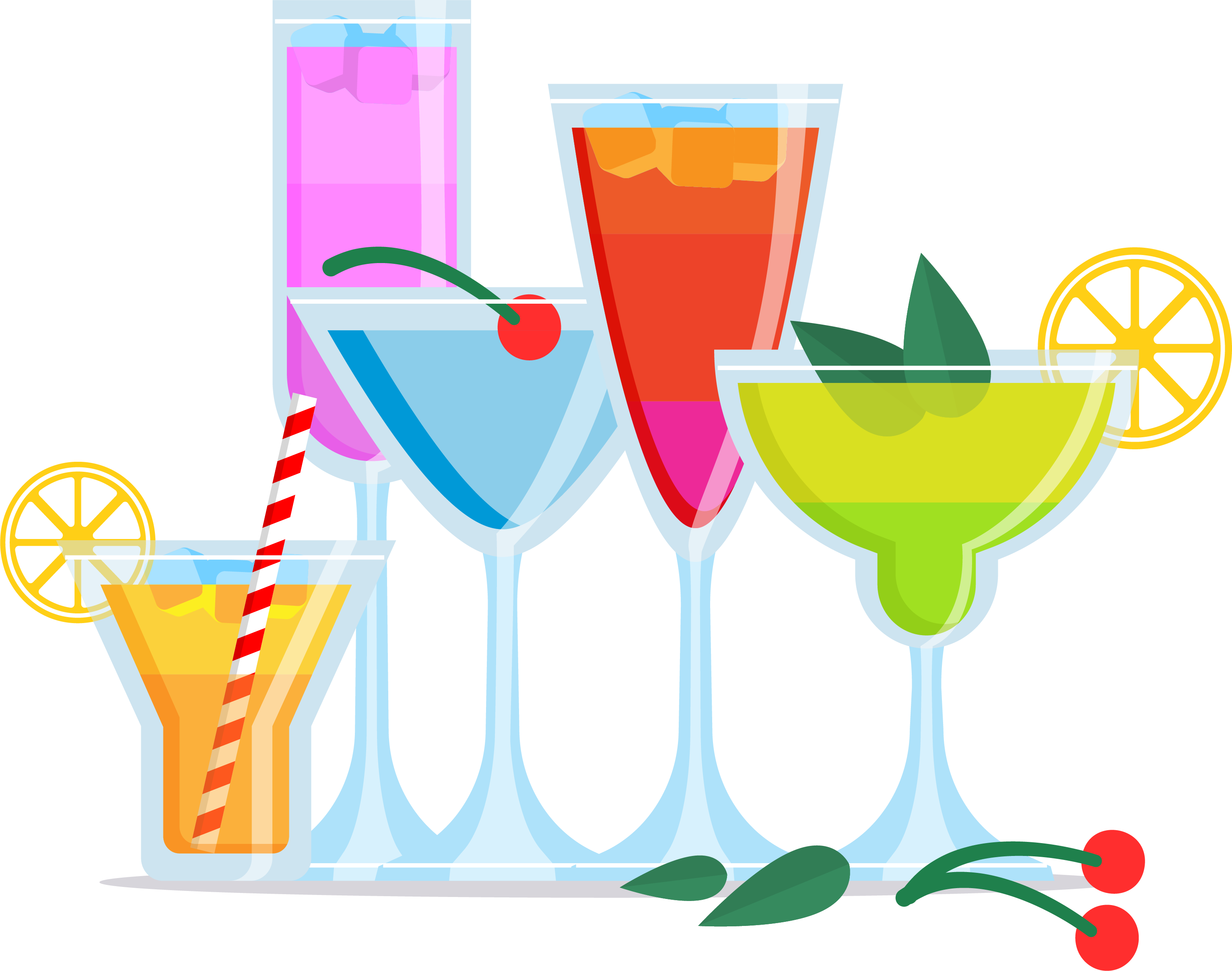 Cocktail Garnish Juice Wine Glass Clip Art - Colorful Drink Clip Art (3062x2414), Png Download