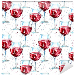 Seamless Pattern Of A Glass Red Wine And Splash - Alcoholic Drink (400x400), Png Download