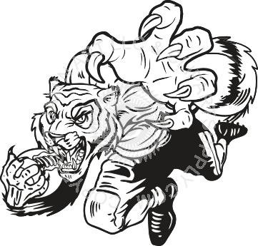 Playing Football - Black And White Tigers Football (361x345), Png Download