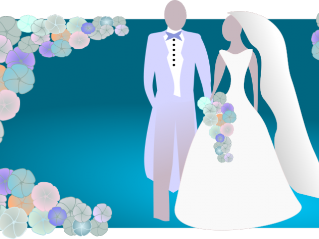 Bride Cartoon Free Download Clip Art Carwad - Blumen Mit Braut U. Bräutigam Grußkarte (640x480), Png Download