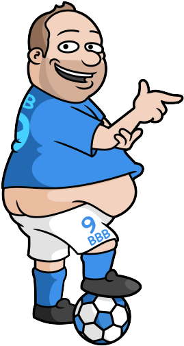 Soccer Player Clipart Png - Fat Soccer Player Cartoon (371x600), Png Download