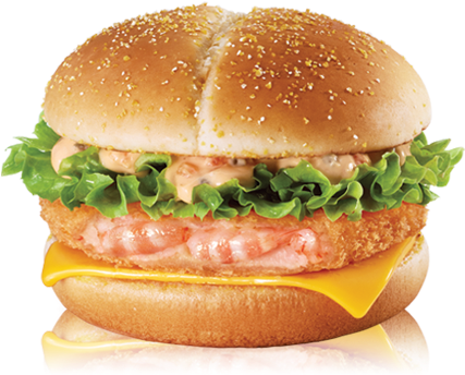 Deluxe Shrimp Burger - Korean Mcdonalds Shrimp Burger (439x412), Png Download
