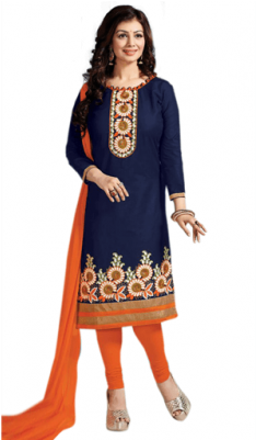 Clip Art Free Cotton Kameez Archives Nazara Fashion - Navy Blue And Orange Salwar (300x400), Png Download