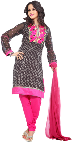 Unstitched Salwar Suit - Polka Dot (240x500), Png Download