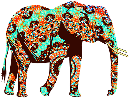 Animal Elephant Zoo Zoo Animals Wild Natur - Colorful Elephant Tribal And Pop Fu Shower Curtain (466x340), Png Download