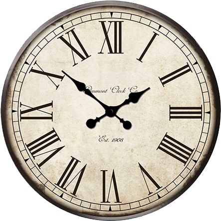 Hanging Rounded Antique Clock - Battery Powered Steel Wall Clock, Wall Clocks (504x504), Png Download