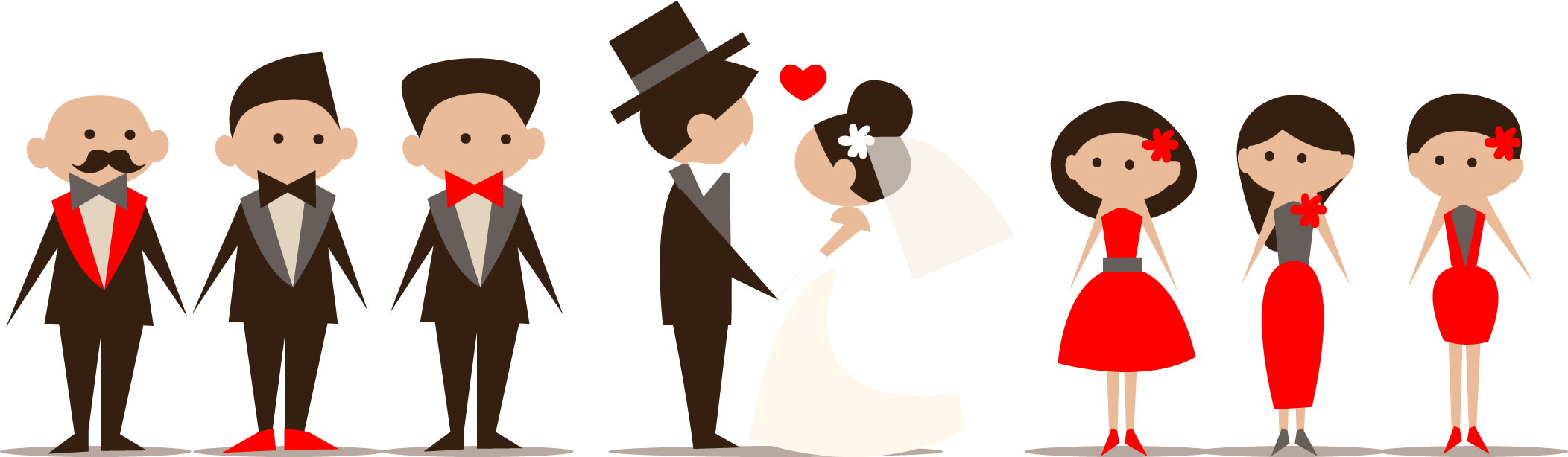 Wedding Clipart Png Image - Cartoon Wedding Couple Vector (2104x614), Png Download