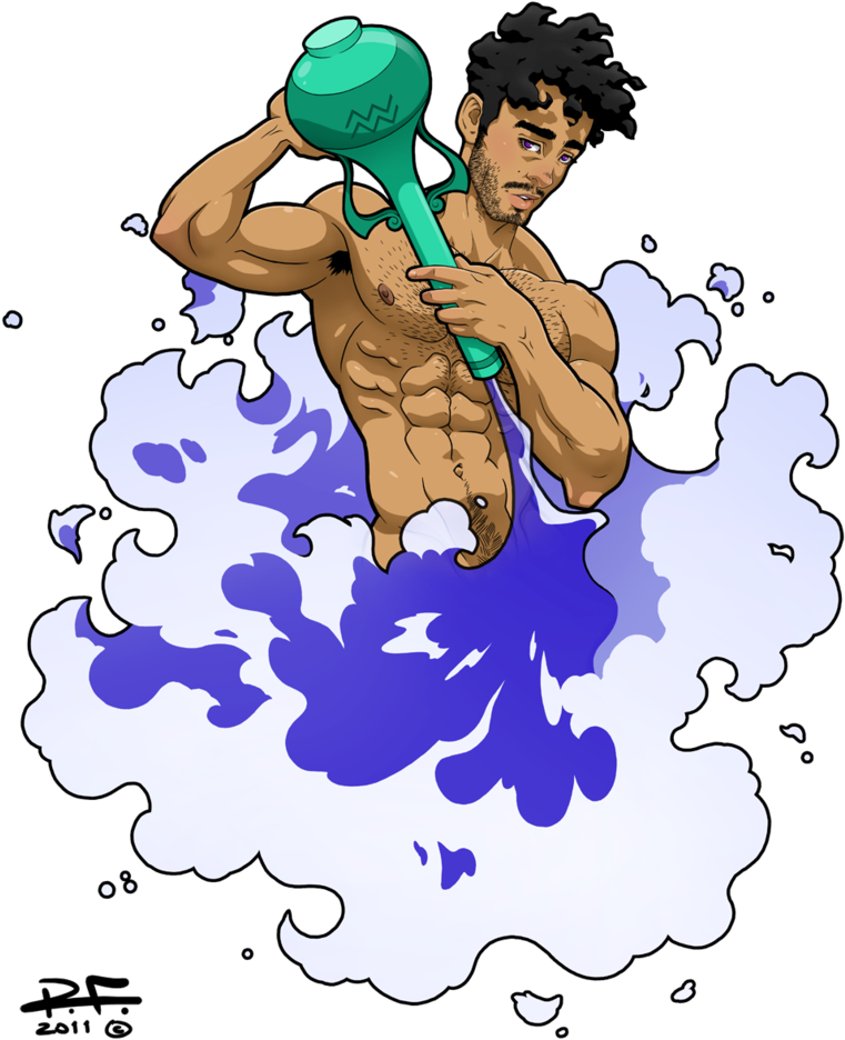 Aquarius Tattoo Design For Men - Aquarius Man Drawing (795x1004), Png Download