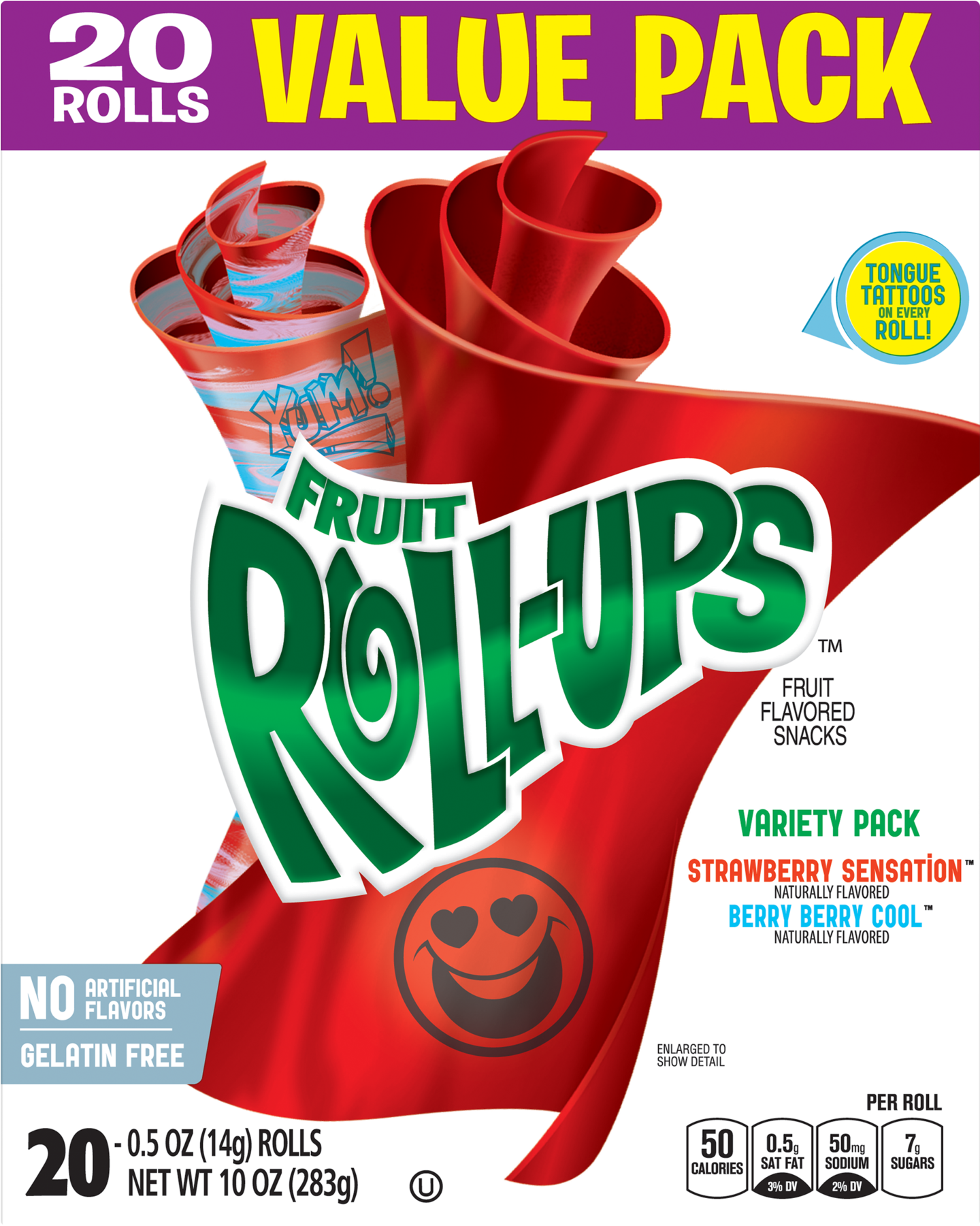 Fruit Snacks Fruit Roll-ups Variety Snack Pack 20 Rolls - Fruit Roll Ups Variety Pack (1800x1800), Png Download