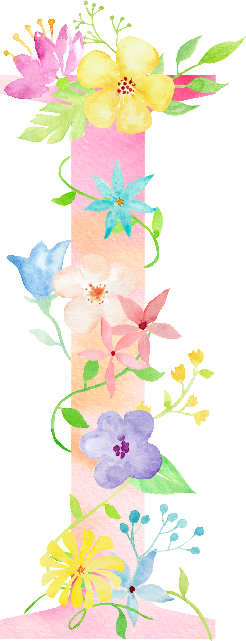 Yellow Blue Flower Transparent Decorative - Watercolor Painting (1024x2662), Png Download