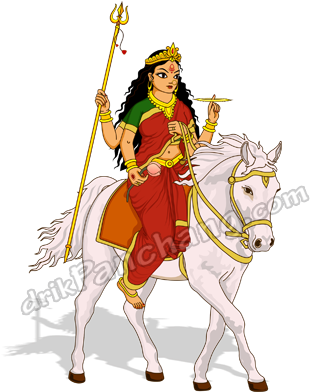 Durga Arrival On Horse - Maa Durga Coming On Horse (600x400), Png Download