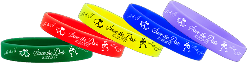 1/2 Inch Silicone Wedding Wristbands Save The Date - Save The Date (1000x444), Png Download