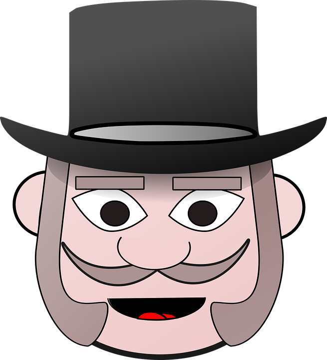 Black Top Hat Png Clipart Picture - Victorian Man Cartoon (655x720), Png Download