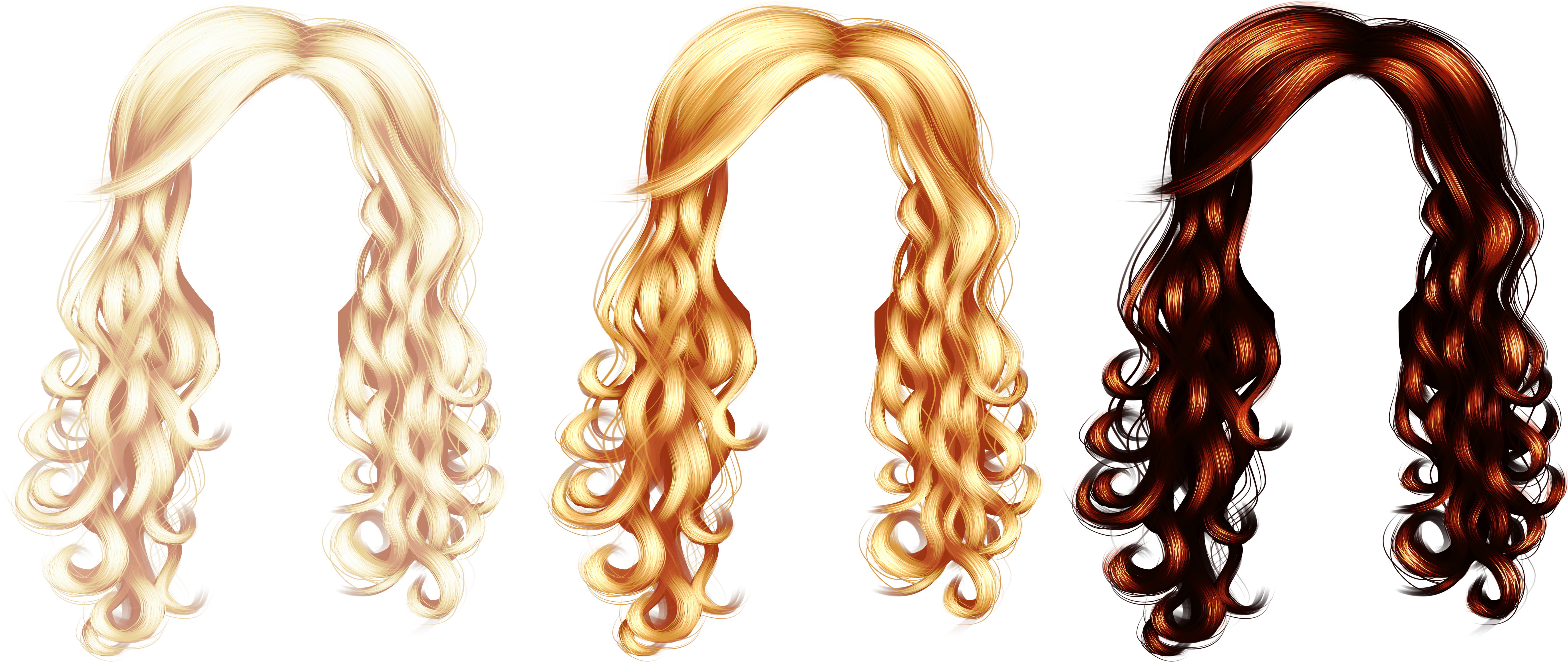 Curly Clipart Curly Wig (7240x3722), Png Download