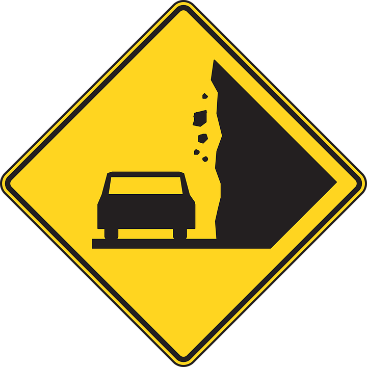 Falling Rock Sign (600x600), Png Download