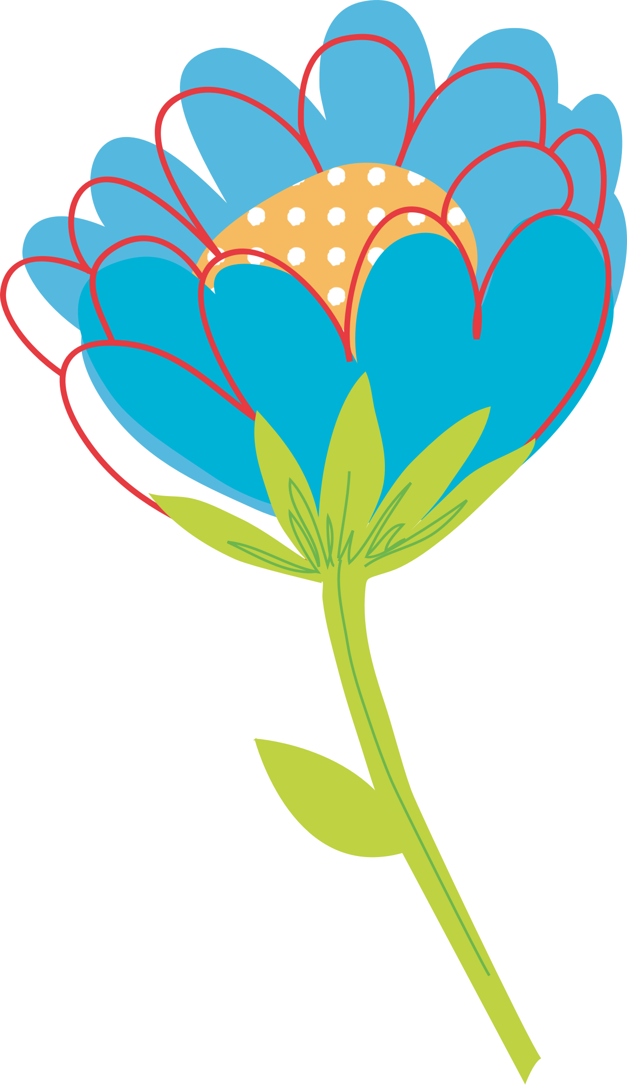 Blue Flower Clipart Big Flower - Flower Vector Png Png (1248x2161), Png Download