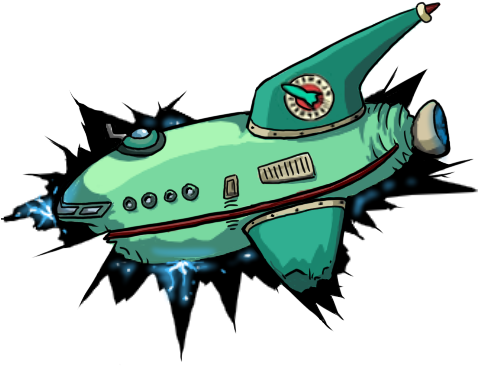 Science Fiction Clipart Crashed Spaceship - Planet Express Ship Crash (480x384), Png Download