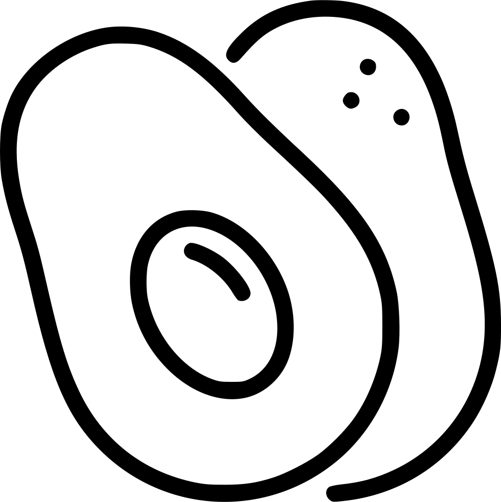 Avocado Svg Png Icon Free Download - Black And White Avocado Svg (980x982), Png Download