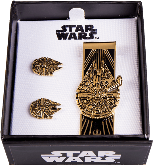 Millennium Falcon Tie Clip And Cuff-link Set - Best Of Star Wars Insider By Titan Comics (600x600), Png Download
