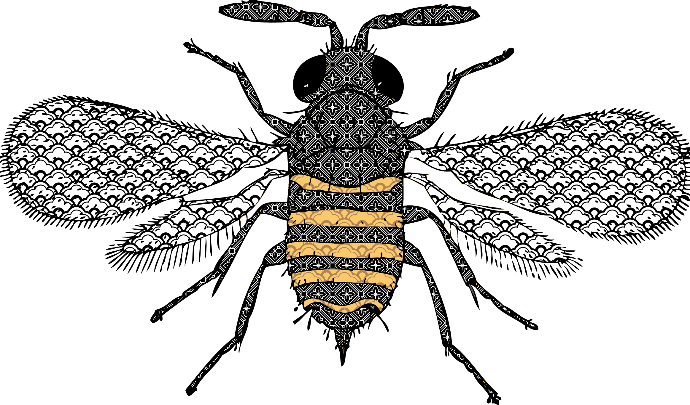 This Free Icons Png Design Of Very Detailed Bee (2326x1368), Png Download