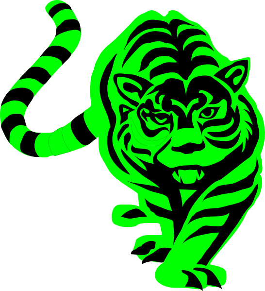 Green Striped Tiger Svg Clip Arts 546 X 599 Px (546x599), Png Download
