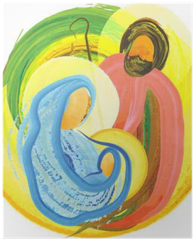 Christmas Religious Nativity Scene, Holy Family Abstract - Christmas Day (400x400), Png Download