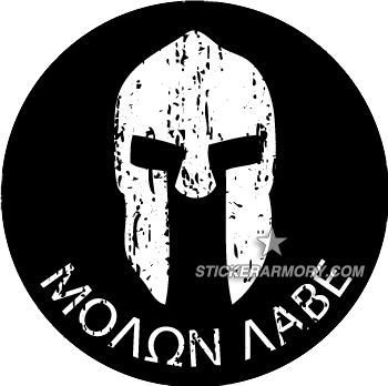 Μολων Λαβε - Black - Circle Sticker - Decal (350x348), Png Download