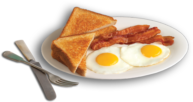 Transparent Images Pluspng Classic - 2 Eggs Bacon And Toast (700x436), Png Download