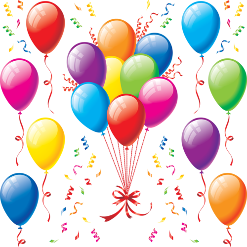 Birthday Balloons - Birthday Cake And Balloons Clipart (500x500), Png Download