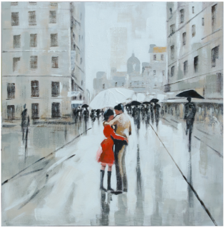 Painting Couple Under Umbrella Wd8 -grey - Painting (350x350), Png Download