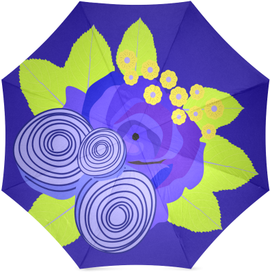 Indigo Watercolor Roses Floral Foldable Umbrella Indigo - Umbrella (500x500), Png Download