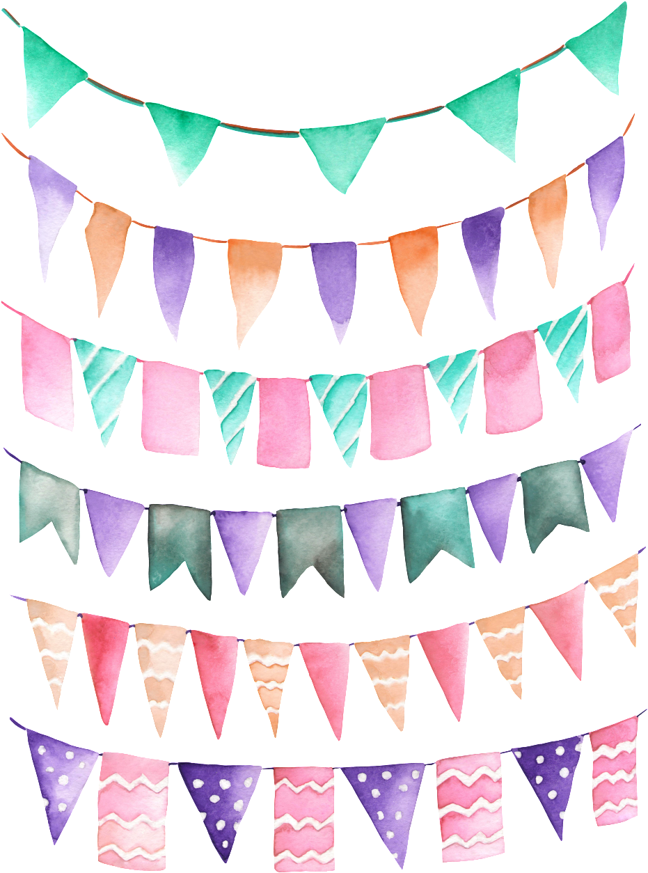 Colourful Coloured Flags - Flags Garland Watercolor (1024x1284), Png Download